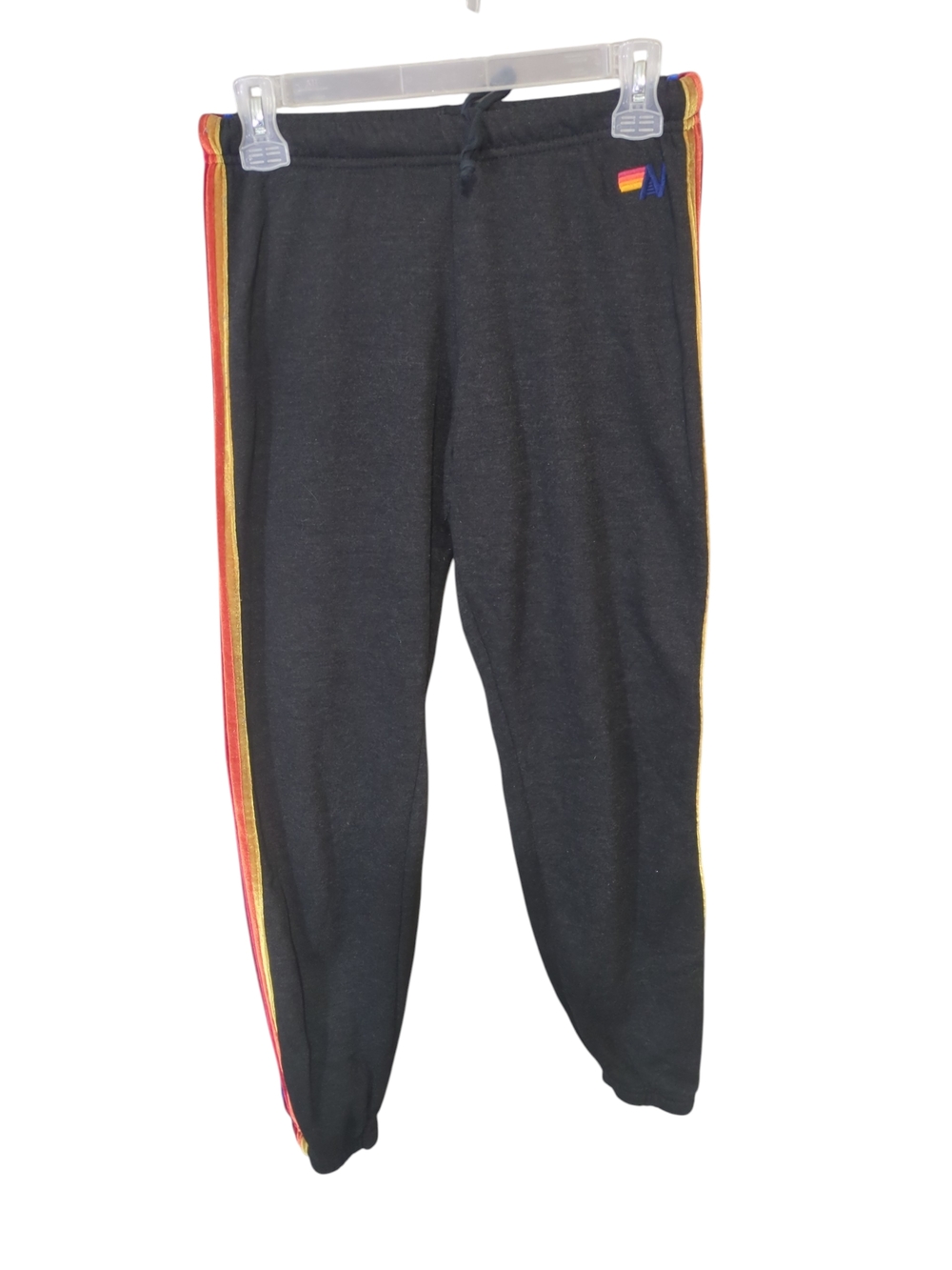 Aviator Nation Black Track Joggers with Red and Yellow Side Stripes Size Xs